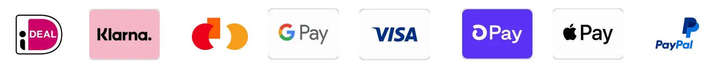 iDEAL, Klarna, Mastercard, Visa, PayPal, Apple Pay